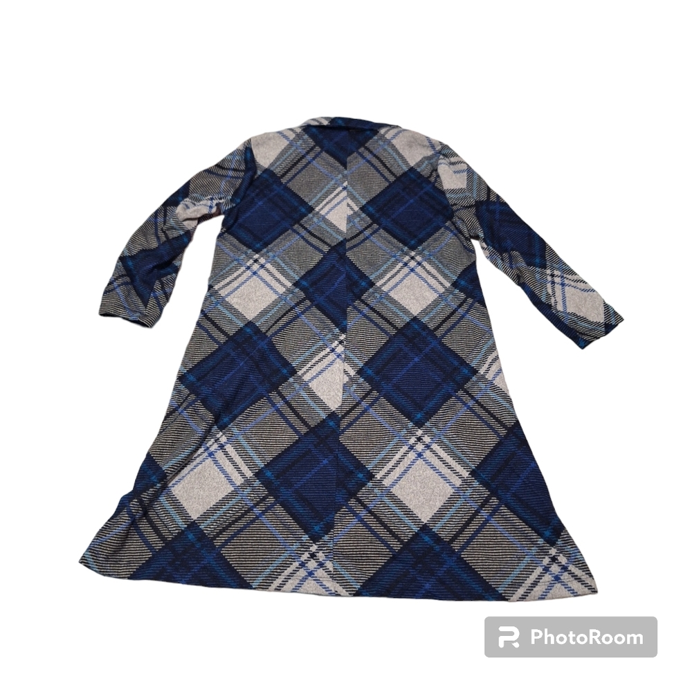 Chetta B Size S Blue Plaid Checkered  Dress/ Top   Zip Front - Picture 3 of 7